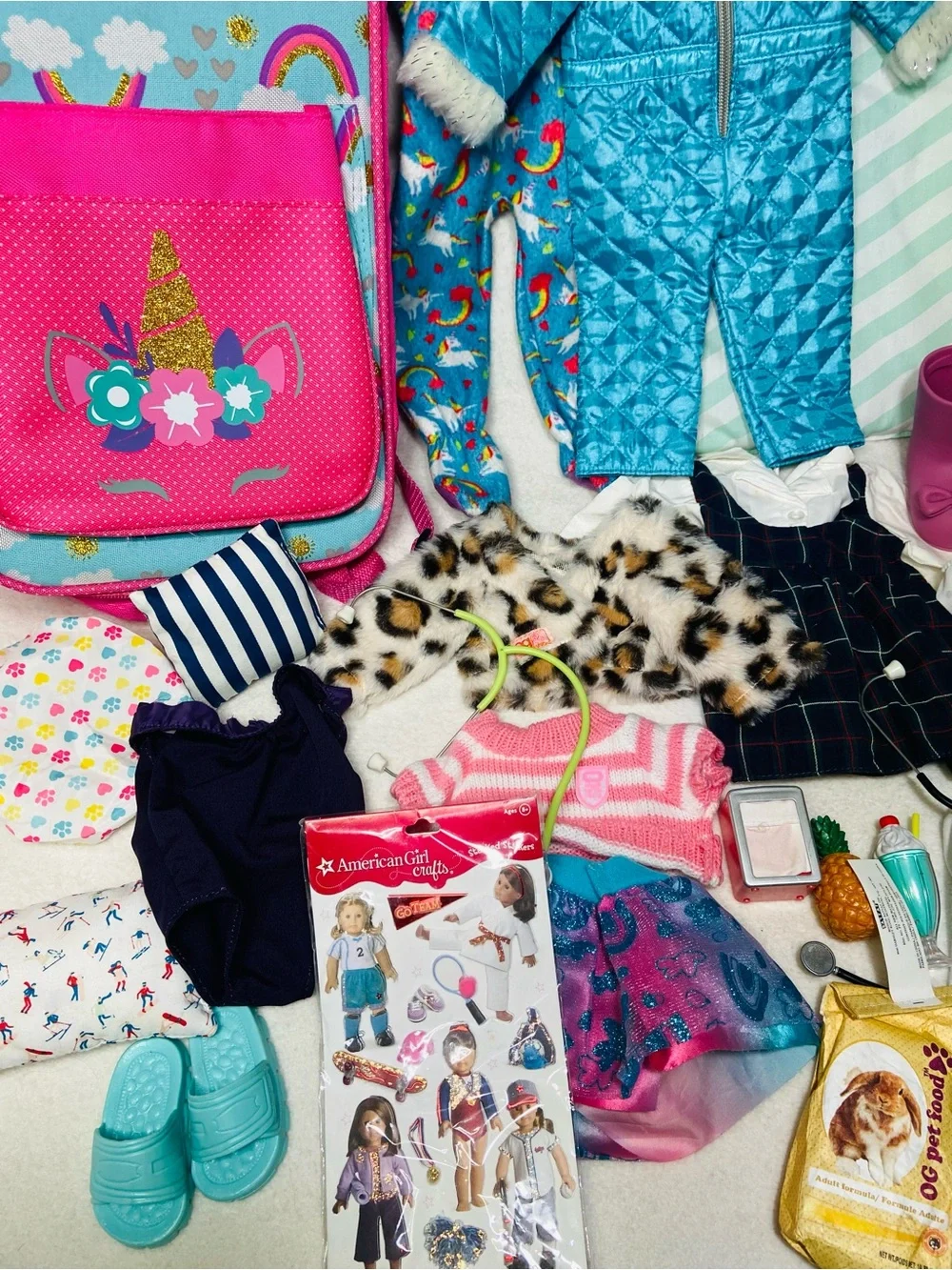 18” Doll Accessory Lot Variety Doll Carrier Jumpsuit Doll Clothes Accessoriesy